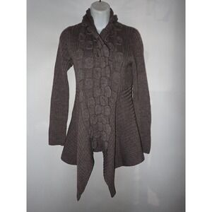 Hekla & Co Open Cardigan Sweater Made In ITALY Gray Wool Blend Women S Boho City